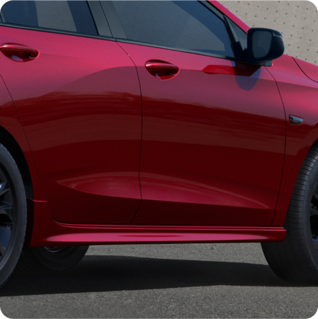 Visual lateral del Chevrolet Onix 2026 color Rojo Jinx destacando el aspecto robusto