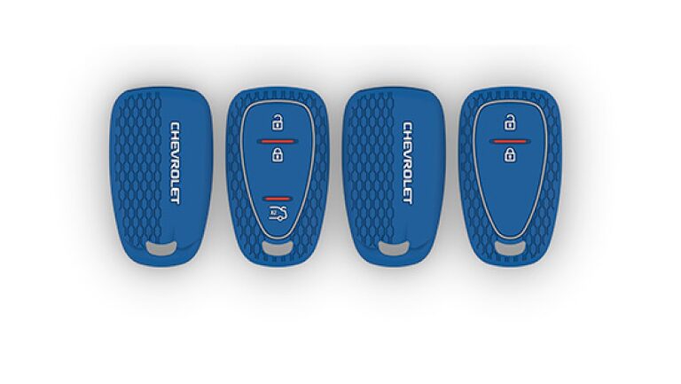 Imagen de funda para llaves en color azul.