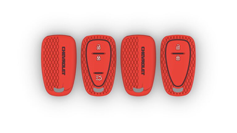 Imagen de funda para llaves en color rojo.