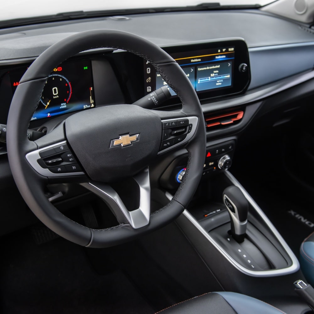 Volante multifunción y pantalla MyLink de 11 pulgadas del Chevrolet Onix Plus 2027 en Argentina