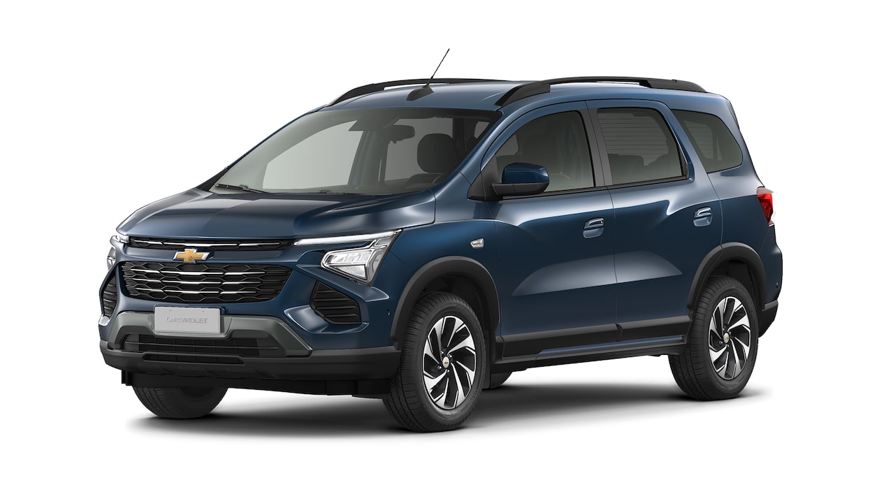 Chevrolet Spin 2026 azul, SUV con seguridad avanzada y diseño moderno, ideal para familias que buscan protección.