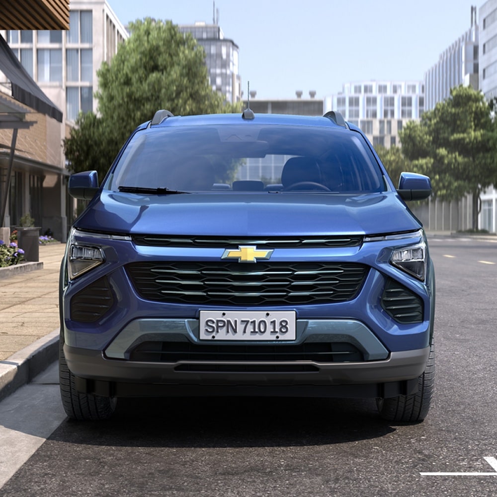 Vista frontal del Chevrolet Spin 2026, diseño moderno e imponente que destaca en la ciudad y brinda seguridad a la familia.