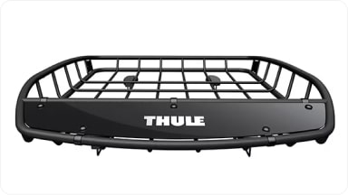 Accesorio de portaequipaje de techo tipo canasta abierta marca Thule, ofreciendo un espacio de carga resistente y funcional para la nueva Chevrolet Spin en Argentina.