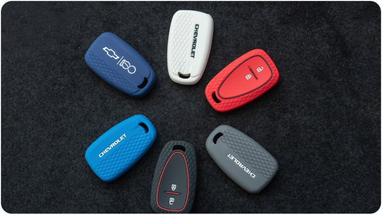 Vista superior de la funda de silicona para llave para 2 botones de la Chevrolet Tracker.