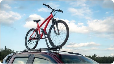 Accesorio de soporte robusto fabricado en acero, ideal para transportar bicicletas de forma firme y segura en el techo de la SUV Chevrolet Trailblazer en Argentina.