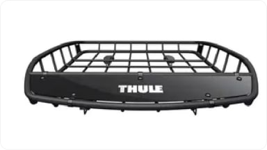 Accesorio de canasto portaequipaje de techo marca Thule, diseñado para ampliar la capacidad de carga de forma segura en la SUV Chevrolet Trailblazer en Argentina.