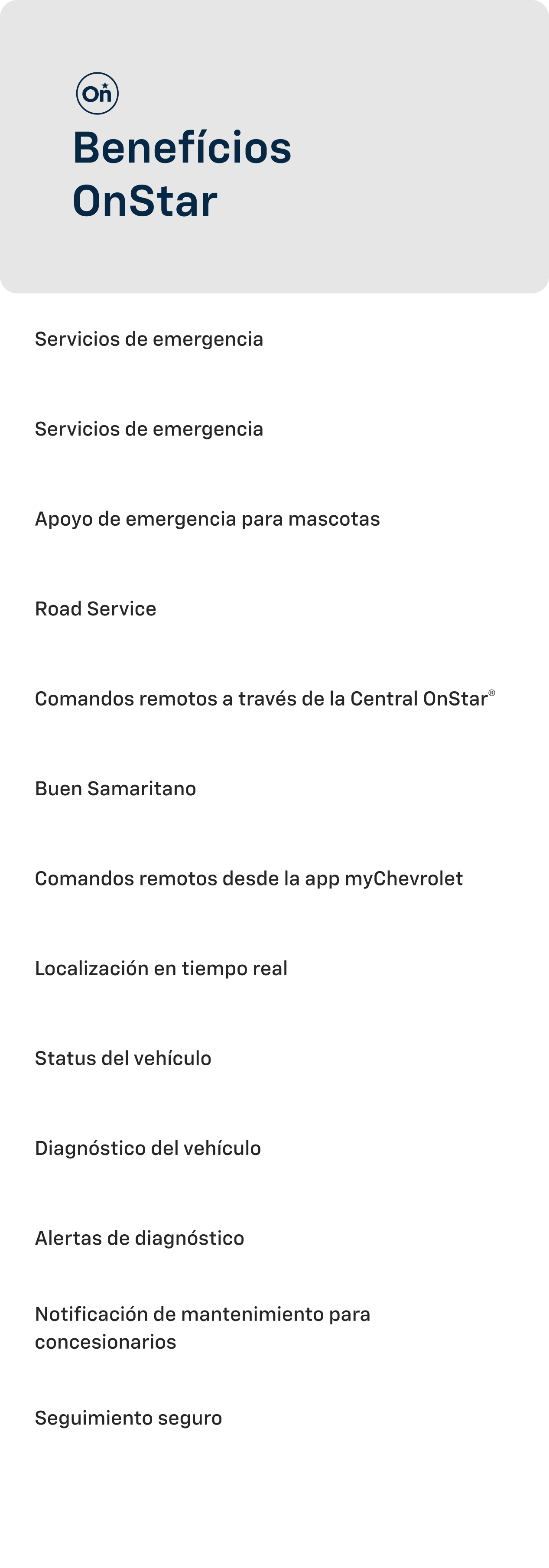 Chevrolet Argentina - Beneficios y planes OnStar