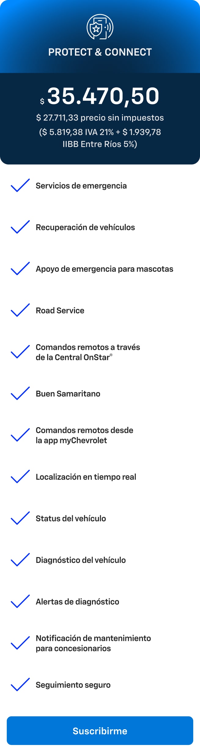 Chevrolet Argentina - Beneficios y planes OnStar