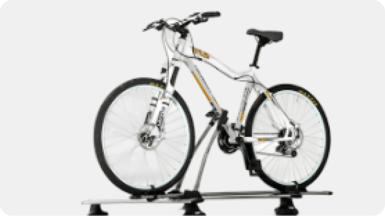 Imagen del accesorio soporte de bicicleta freeride con una bicicleta colocada encima.