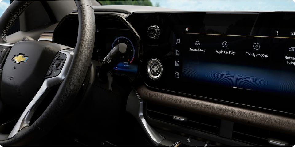 Sistema multimedia MyLink con pantalla táctil de 11" y tablero digital personalizable de 8" a bordo de la Chevrolet S10.
