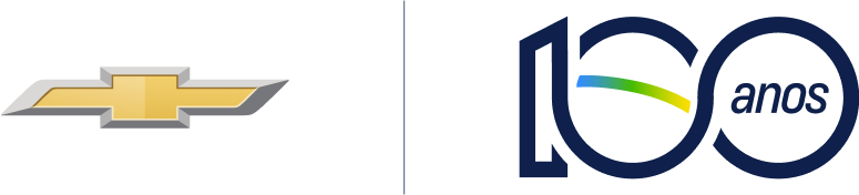 Logotipo da Chevrolet e selo comemorativo de 100 anos.