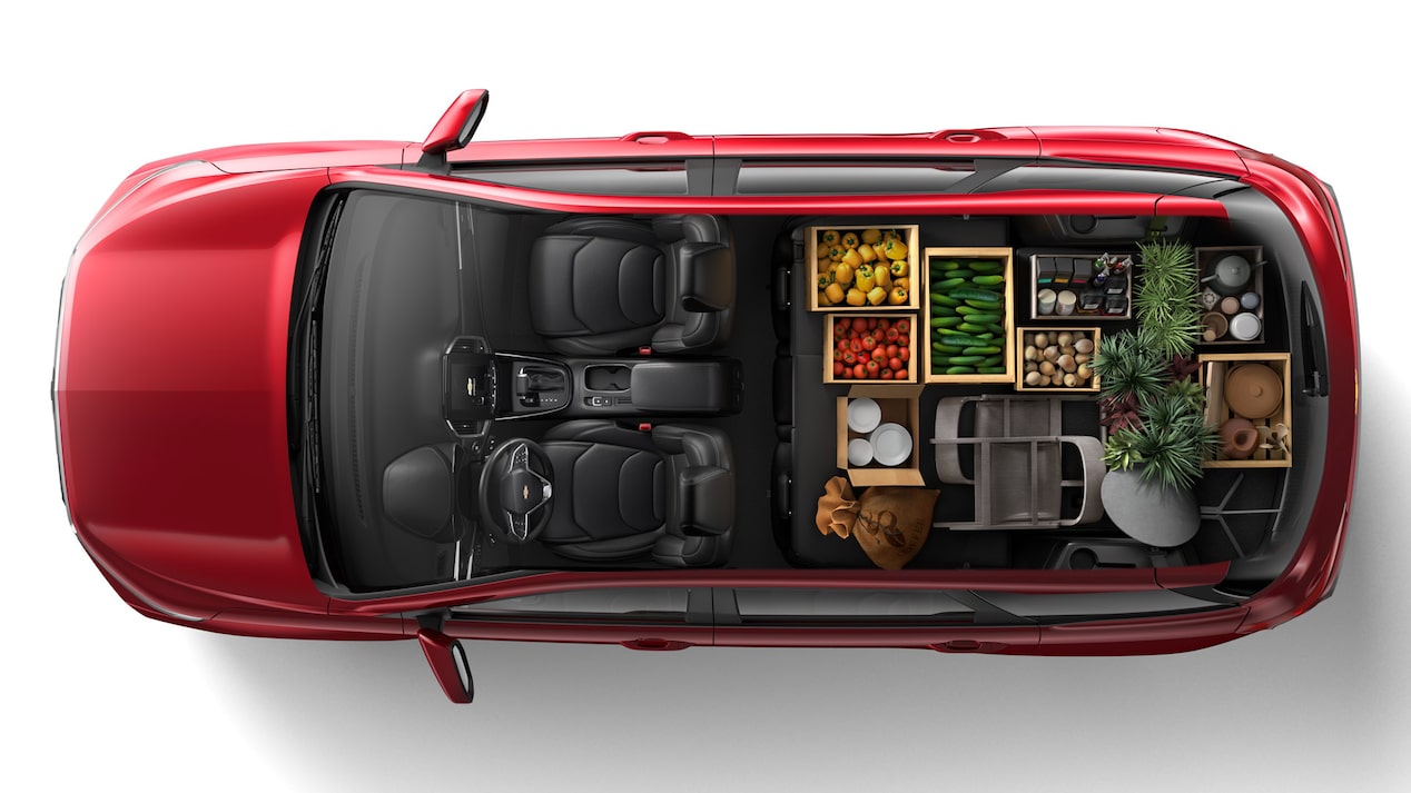 Vista superior de la Chevrolet Captiva XL con la configuración de 2 asientos para mas espacio.