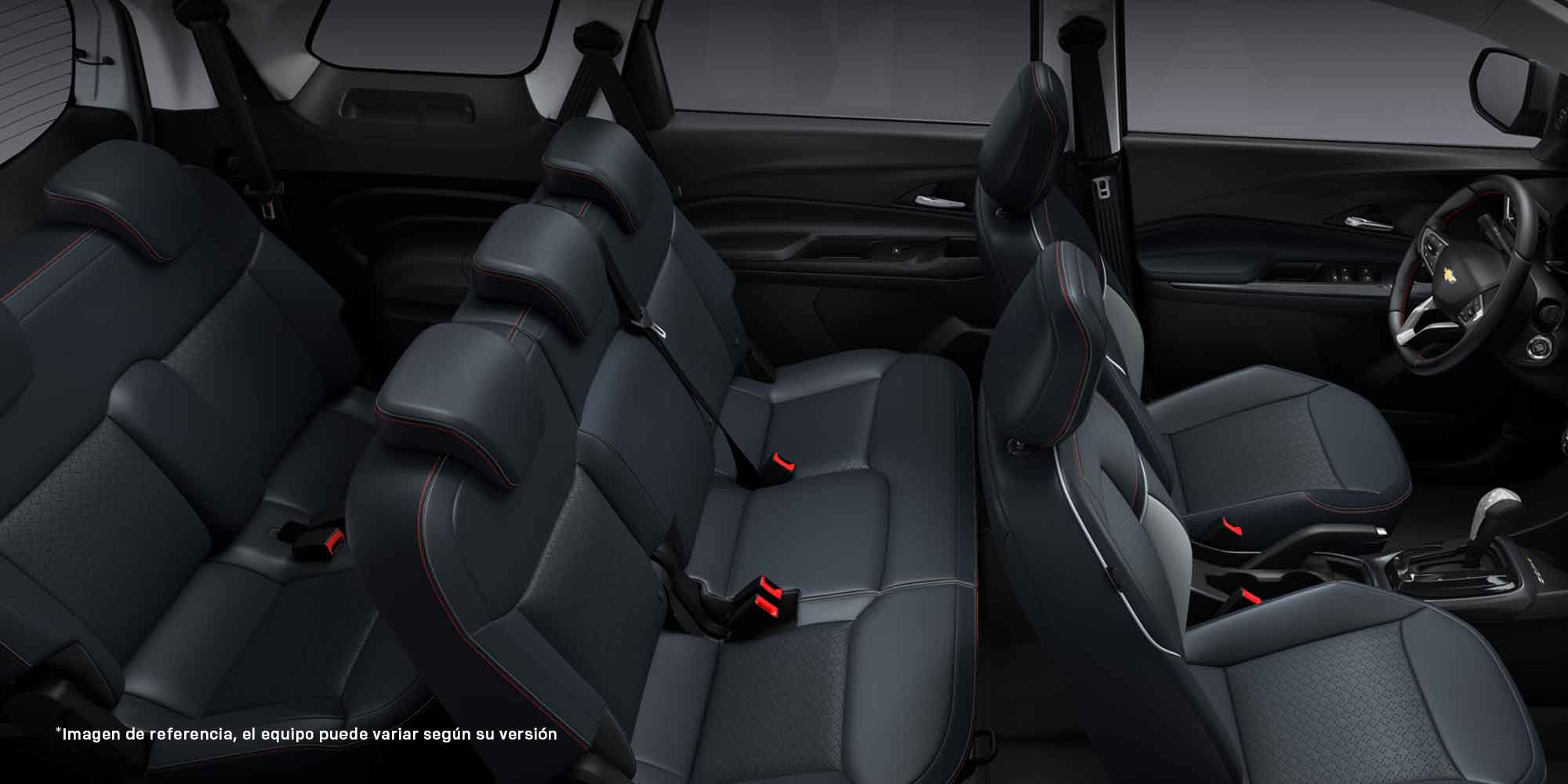 Vista completa de los asientos de la Chevrolet Spin.