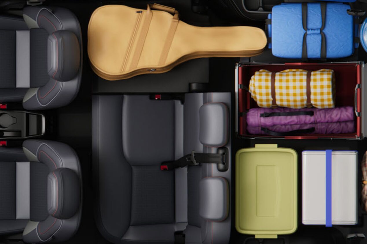 Vista superior de los asientos abatibles de la Chevrolet Spin.