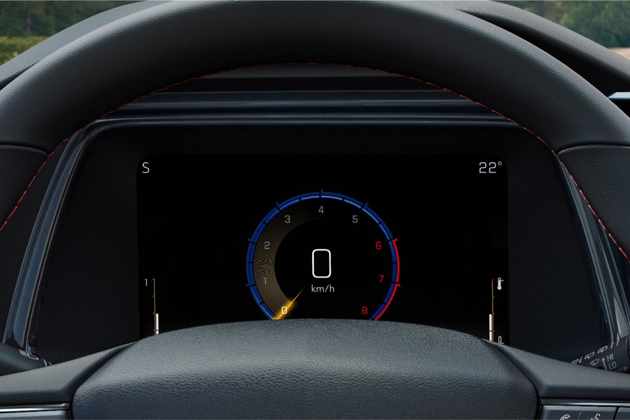 Vista en detalle del Cluster Digital configurable de 8 pulgadas de la Chevrolet Tracker.