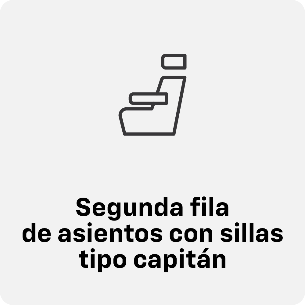 Ícono de asientos con sillas tipo capitán.