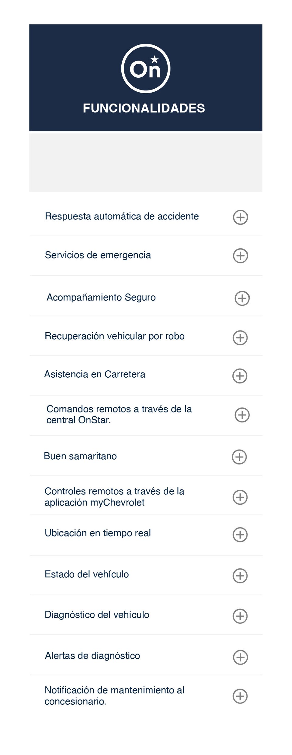 Planes Onstar - Funcionalidades