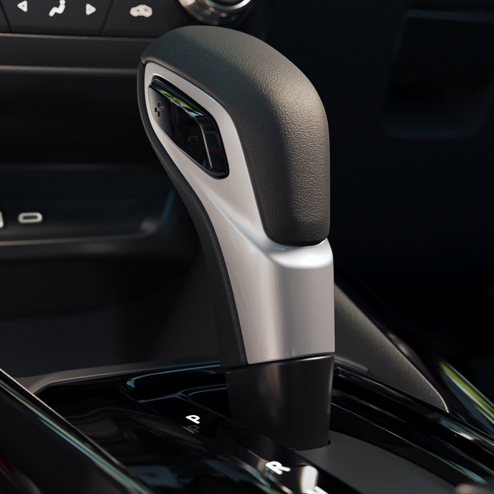 Vista cercana de la palanca de cambio de marcha de la Chevrolet Montana.