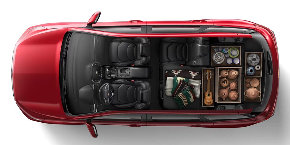 Vista superior de la Chevrolet Captiva XL con la configuración de 3 asientos.