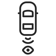 ícono de Cámara de visión trasera con indicadores para estacionamiento.