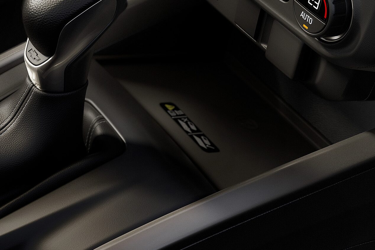 Vista en detalle del cargador inalámbrico de la Chevrolet Colorado.