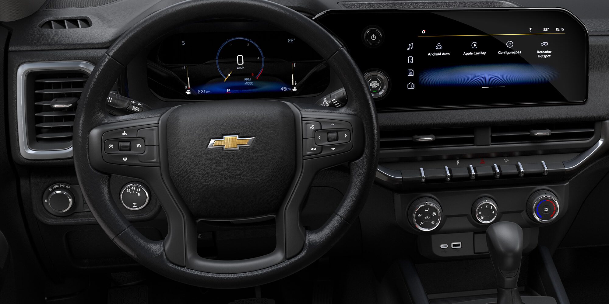 Vista interior de la Chevrolet Colorado.