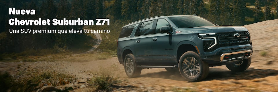 Chevrolet Suburban Z71 SUV premium en camino de aventura, máxima seguridad y confort para la familia