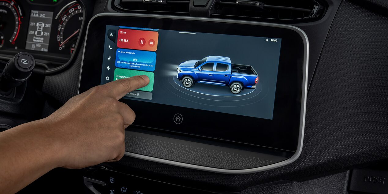 Vista en detalle de la pantalla de 10,25 pulgadas de la Chevrolet D-Max.