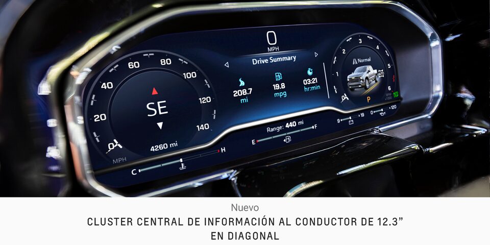 Vista del instrumental de tablero de la nueva camioneta Chevrolet All New Silverado Trail Boss Z71